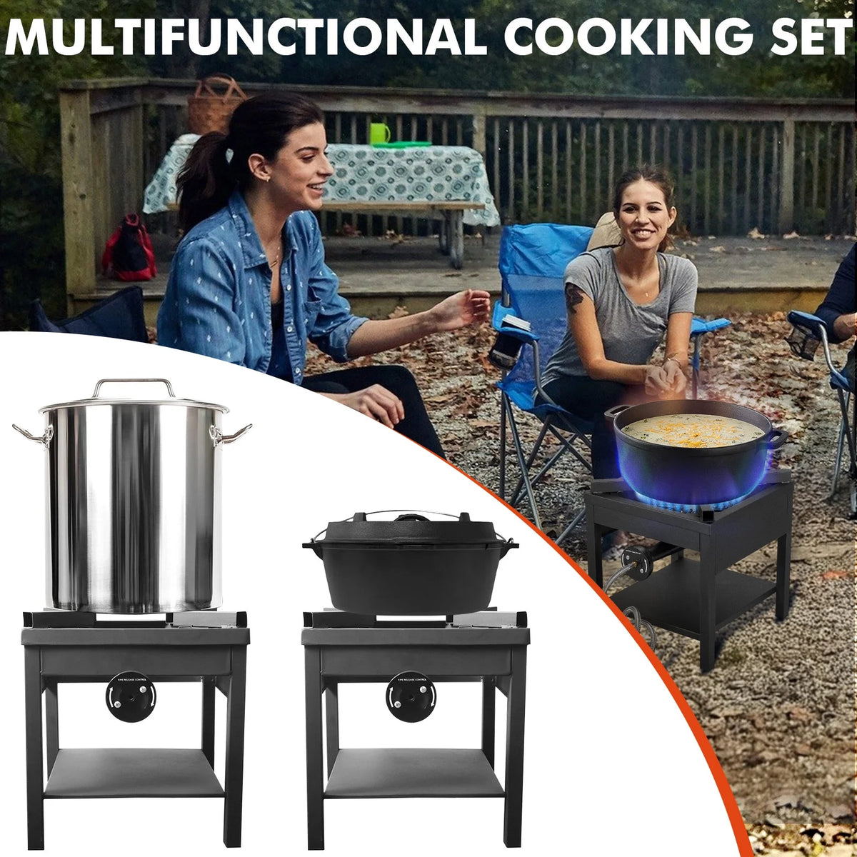 Frizi 1-Burner Propane Gas Outdoor Stove �C 260,000 BTU,  0-30 PSI Adjustable Regulator & Steel-Braided Hose