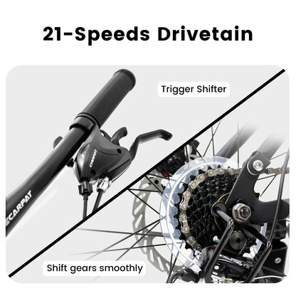 27.5-Inch Mountain Bike for Adults | 21-Speed Trail & City Bicycle with Disc Brakes | Gray