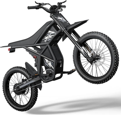 Riding'Times GT73 Electric Dirt Bike for Adults 2400W 48V 37MPH 36.4AH Dual Battery 85 Miles Range 25" Tires UL2849 Full Suspension