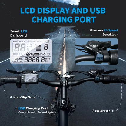 Hipatoo 26" Electric Bike 500W 20MPH E-bike, 36V 10.4Ah Battery, Ebike for Adults, E Bike UL2849
