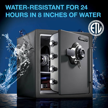 SentrySafe SFW123DSB Fire-Resistant Safe and Water-Resistant Safe with Dial Combination, 1.23 Cu. ft