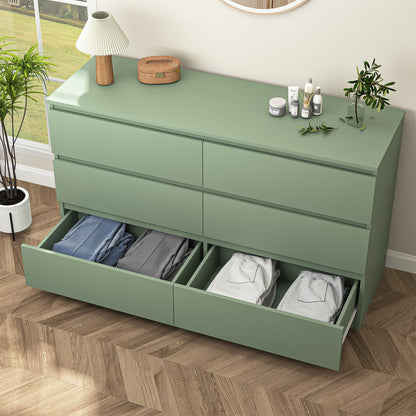 Kadyn White Chest of Drawer, 6 Double Drawer Dresser for Bedroom, Modern Storage Cabinet for Living Room, Dresser