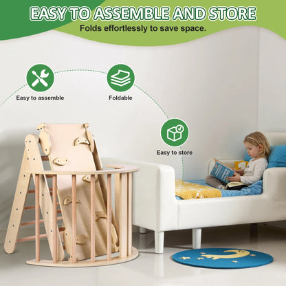 Lookfly 8 in1 Pikler Triangle Set Foldable Baby Climbing Toys for Toddlers 1-6 Inside with Ramp,Toddler Climbing Toys Indoor Baby Gift
