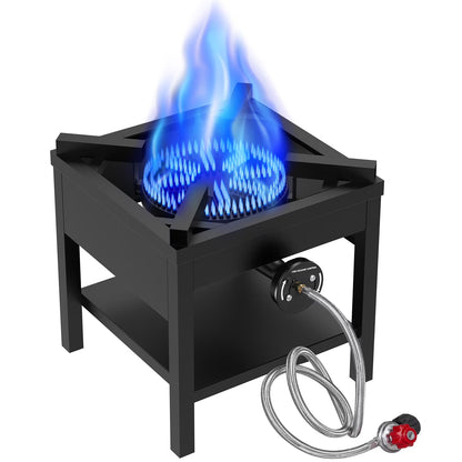 Frizi 1-Burner Propane Gas Outdoor Stove �C 260,000 BTU,  0-30 PSI Adjustable Regulator & Steel-Braided Hose