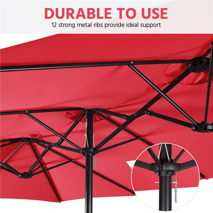 Topeakmart 13ft Patio Parasol Canopy with Crank, Tan