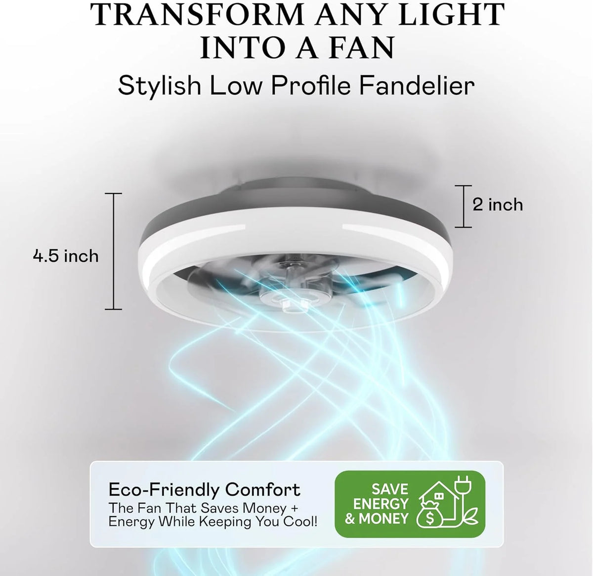 CannonX 14�� Low Profile Ceiling Fans with Lights and Remote, Modern Fandelier Ceiling Fan with Light, 6 Speeds, 3 Lighting Modes 3500K-5500K, Flush Mount for Bedroom, LED 2200 Lumens
