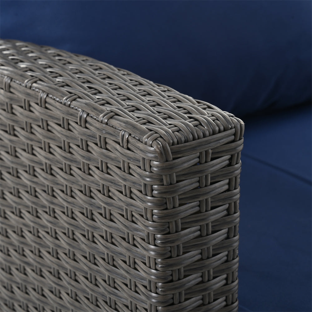 4 Pieces Patio Conversation Set, Outdoor Furniture Set with Cushion, Outside Sectional Rattan Wicker Sofa Furniture Set for Garden, Porch, Backyard, Gray