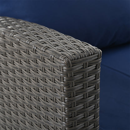 4 Pieces Patio Conversation Set, Outdoor Furniture Set with Cushion, Outside Sectional Rattan Wicker Sofa Furniture Set for Garden, Porch, Backyard, Gray
