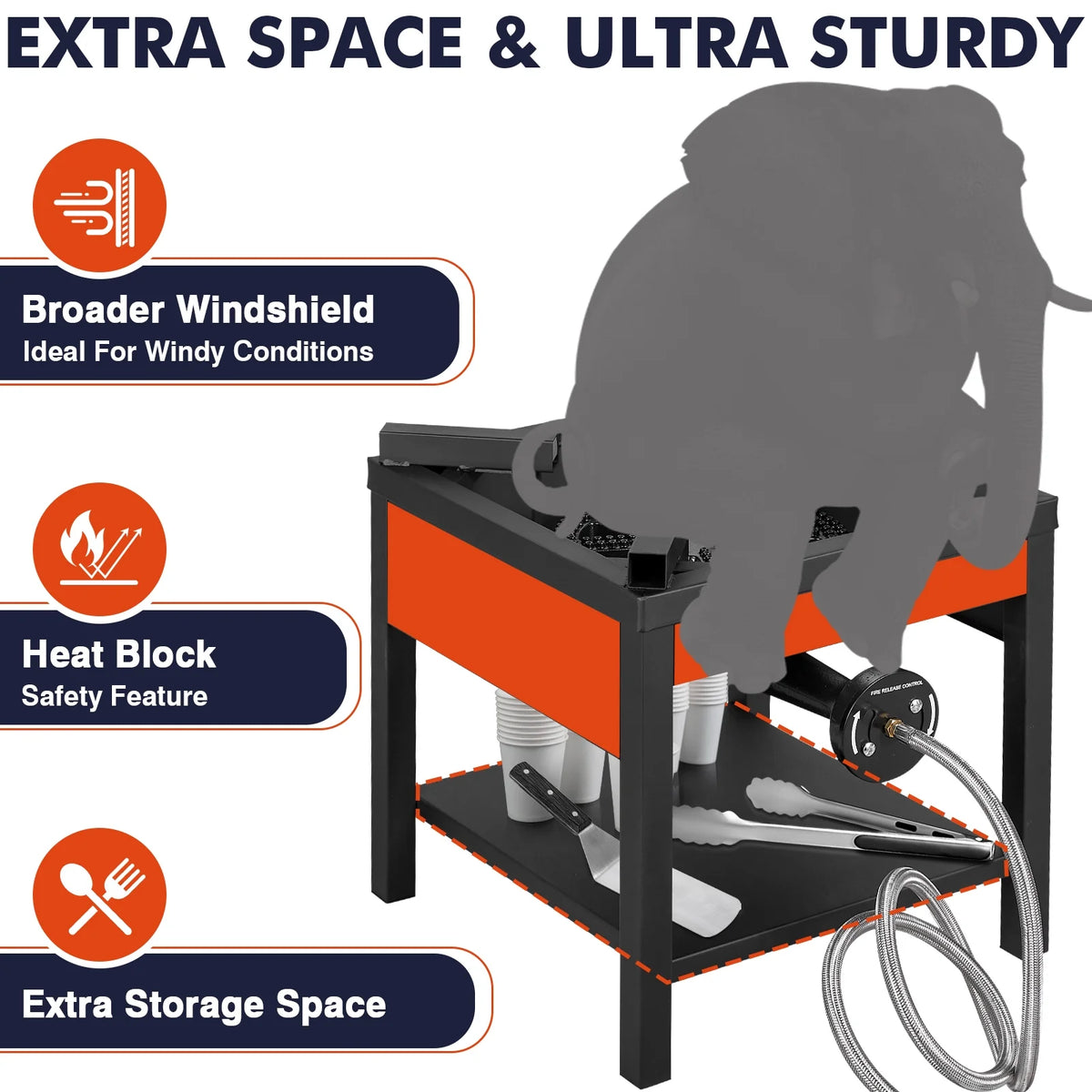 Frizi 1-Burner Propane Gas Outdoor Stove �C 260,000 BTU,  0-30 PSI Adjustable Regulator & Steel-Braided Hose