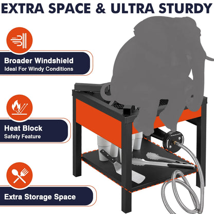 Frizi 1-Burner Propane Gas Outdoor Stove �C 260,000 BTU,  0-30 PSI Adjustable Regulator & Steel-Braided Hose
