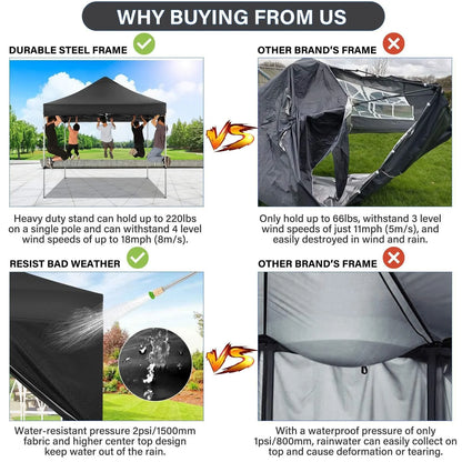 SANOPY 10 x 10 FT Pop Up Canopy Tent 10x10 Easy up Canopy, Heavy Duty Outdoor Canopy UPF 50+ All Weather Waterproof Instant Party Tents for Parties Gazebo with Handbag