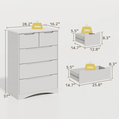 6 Drawer White Dresser,Lofka Modern Wood Double Chest, Versatile Dressers for Bedroom Office Living Room