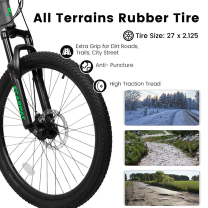 27.5-Inch Mountain Bike for Adults | 21-Speed Trail & City Bicycle with Disc Brakes | Gray