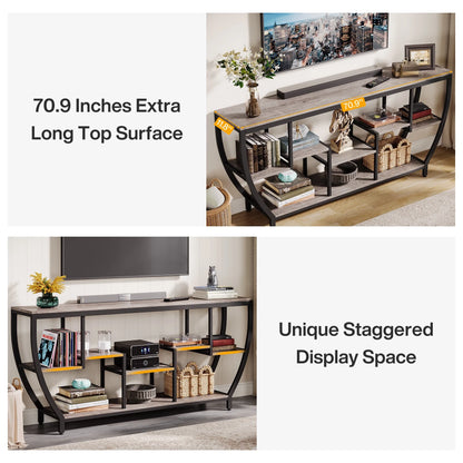 Tribesigns 70.9 Inch Entertainment Center with Storage Shelves, 70.9 Inch TV Stand for Television up to 80 Inches, Wood TV Media Console Table Unit for Living Room, Bedroom,Gray