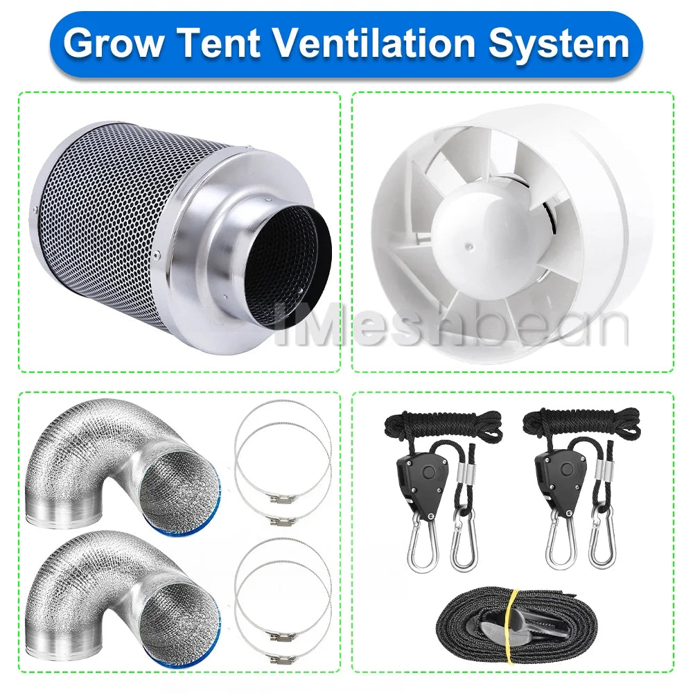 iMeshbean 48" x 48" x 80" Grow Tent Kit with Full Spectrum LED Plant Growth Lamp, Air Ventilation Filter System & Thermostat