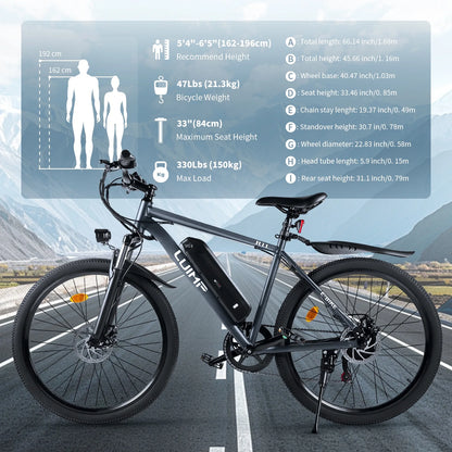 Hipatoo 26" Electric Bike 500W 20MPH E-bike, 36V 10.4Ah Battery, Ebike for Adults, E Bike UL2849