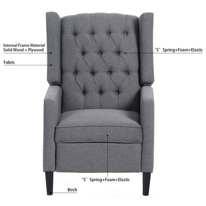 Recliner Chair, Living Room Chairs with Arms, Adjustable Single Reclining Sofa, Home Theater Seating Arm Chair with Thick Padded Seat, Footrest, Lounge Chair for Bedroom, Blue