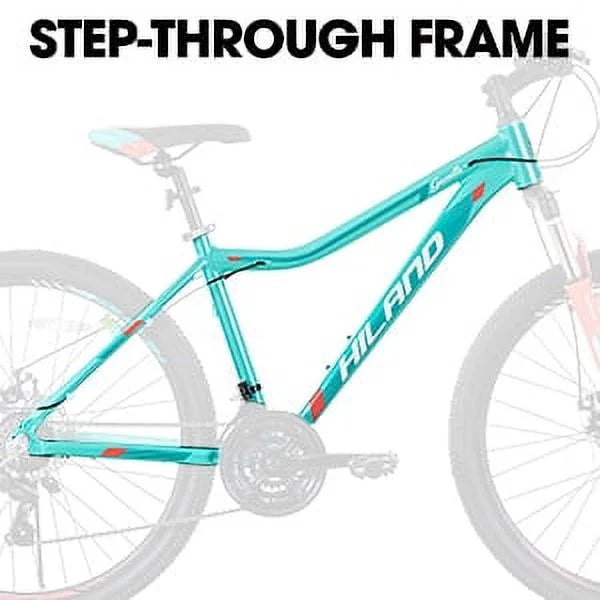 Hiland Mountain Bike for Woman, Shimano 21 Speed 26 inch Wheels Mountain Bicycle, Mint Green