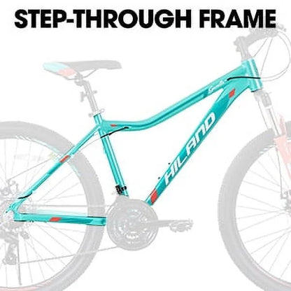 Hiland Mountain Bike for Woman, Shimano 21 Speed 26 inch Wheels Mountain Bicycle, Mint Green