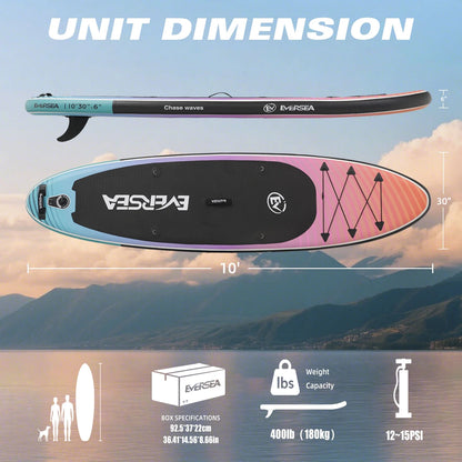 MSEASFREE 10' Inflatable Stand up Paddle Board,with Premium SUP Paddle Board Accessories,Non-Slip Comfort Deck for Youth & Adults