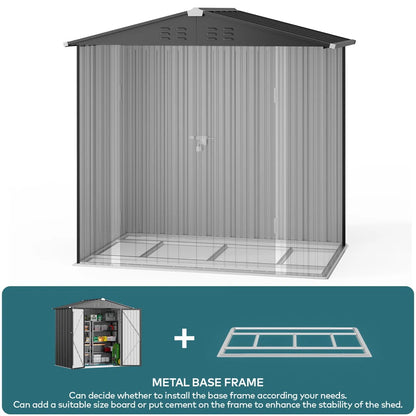 Aiho 8 x 6 FT Outdoor Storage Shed on Clearance with Metal Base  Frame and Double Lockable Doors for Garden, Patio - Gray