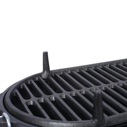 Hibachi Grill, 16" Portable Cast Iron Outdoor Tabletop Grill, Handled Mini Japanese BBQ Charcoal Stove, Small Durable Camping Cast Iron Grill with Grate Hook