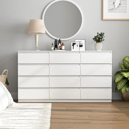 Kadyn White Chest of Drawer, 6 Double Drawer Dresser for Bedroom, Modern Storage Cabinet for Living Room, Dresser