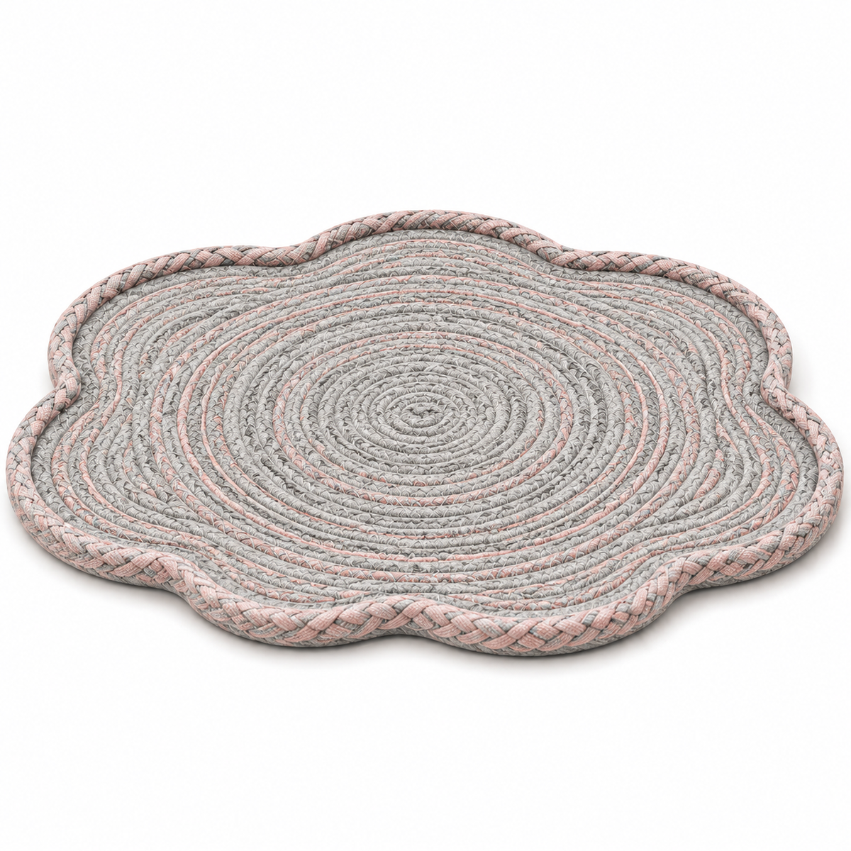 Flower-Shaped Woven Cat Resting Mat – Grey, Pink and Cream