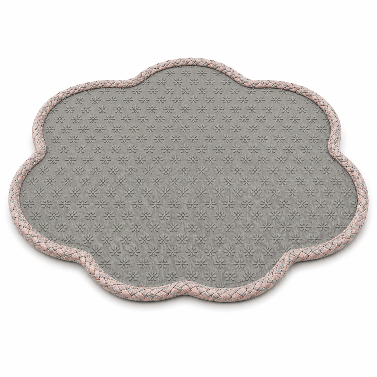 Flower-Shaped Woven Cat Resting Mat – Grey, Pink and Cream
