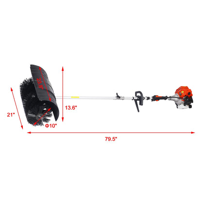 52CC 2-Stroke Broom Sweeper, Walk Behind Handheld Gas Powered Snow Sweeper, Brush Broom Sweeping Machine for Garden Lawn Yard Sidewalk Driveway Snow Cleaning, Broom Brush 24x9" EPA, D9025