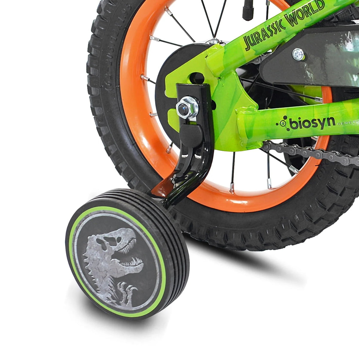World? 12-inch Raptor Boy's Bicycle with Training Wheel, Green and Orange