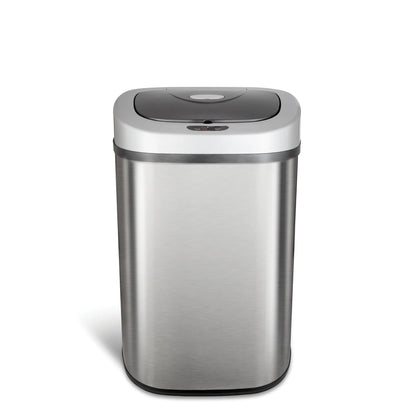 Nine Stars Automatic Trash Can, 21 Gallon Stainless Steel, Motion Sensor Hands Free Soft Close Lid Garbage Bin, Silver