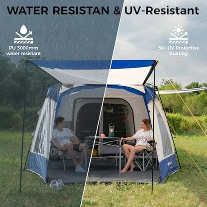 SUV Tent, Instant 6-8 Person Waterproof & Windproof Tailgate Car Camping Tent with Movie Screen for Family Camping & Outdoor Adventures