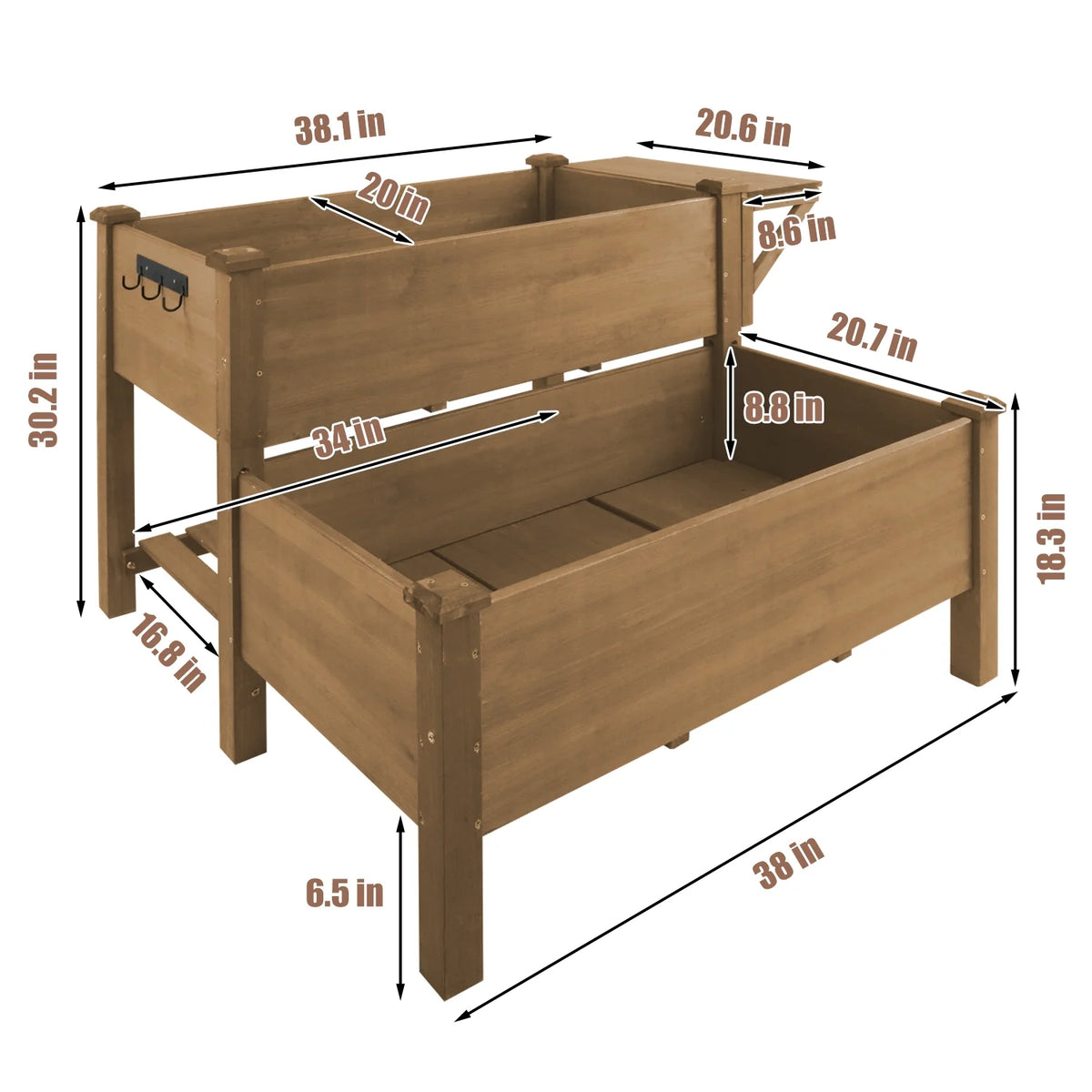 PETSCOSSET Large Raised Garden Bed Outdoor Wooden Planter Box with Legs for Gardening