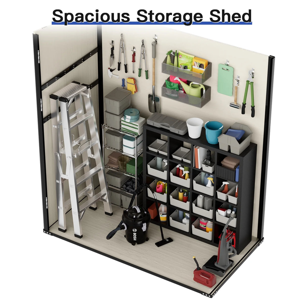 Sunmthink 5.0' X 3.1' Resin Outdoor Shed with Base Frame, Plastic Shed with Lockable Door, for Garden, Ptaio, Backyard, Gray