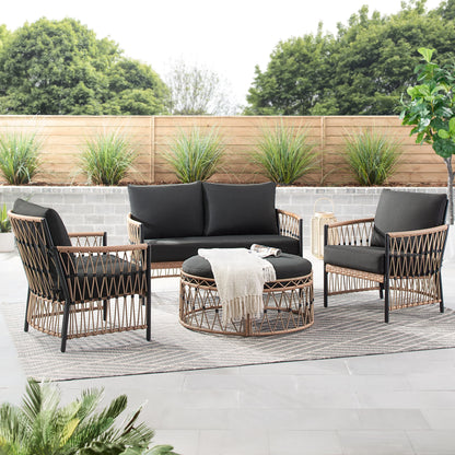 Better Homes & Gardens Lilah 2-Pack Outdoor Wicker Lounge Chairs, Black