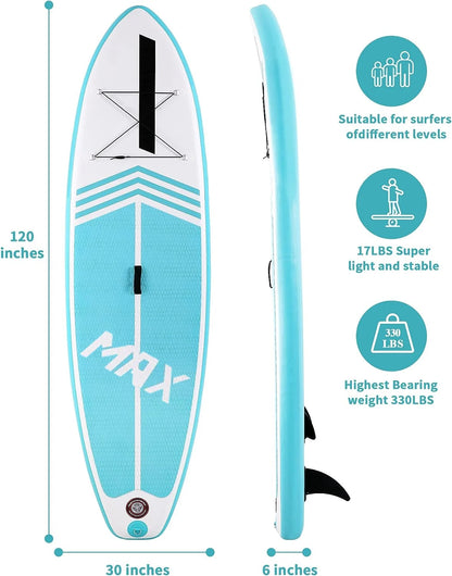 Naipo 10 in Inflatable Stand up Paddle Board 6 in Thick  SUP Paddle Board with Paddleboard Accessories Triple Action Pump Fishing Green