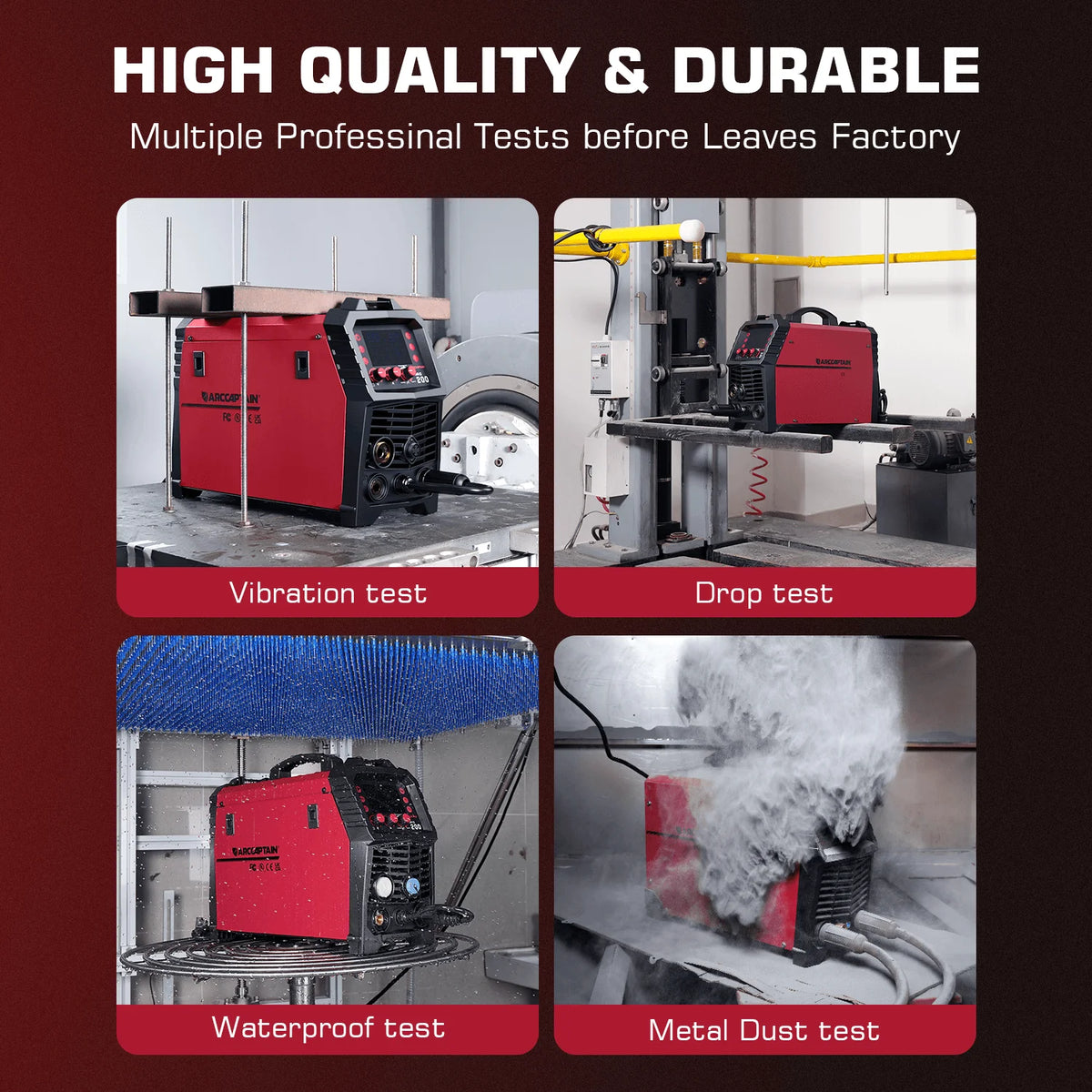 ARCCAPTAIN 6 in 1 MIG Welder Machine, 200A Gas Welders w/ Flux Core MIG/Stick/Lift TIG/Spot Welding/Spool Gun Function