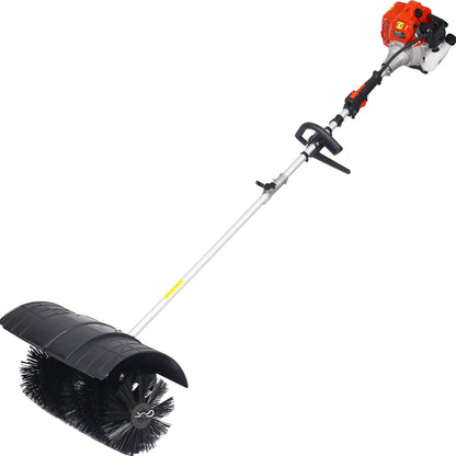 52CC 2-Stroke Broom Sweeper, Walk Behind Handheld Gas Powered Snow Sweeper, Brush Broom Sweeping Machine for Garden Lawn Yard Sidewalk Driveway Snow Cleaning, Broom Brush 24x9" EPA, D9025
