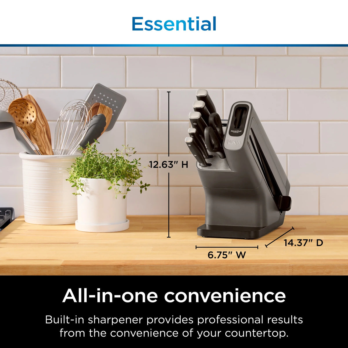Ninja? NeverDull? 7-Piece Prep Knife System, Essential, Stainless Steel, Built-in Sharpener, K12007BRN