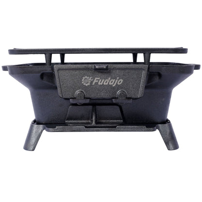 Hibachi Grill, 16" Portable Cast Iron Outdoor Tabletop Grill, Handled Mini Japanese BBQ Charcoal Stove, Small Durable Camping Cast Iron Grill with Grate Hook