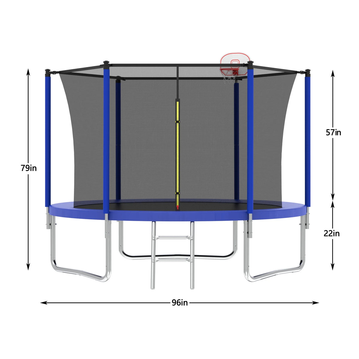 8FT Trampoline for Kids,Outdoor Trampoline with Basketball Hoop,Heavy-Duty Trampoline with Safety Enclosure Net,Blue