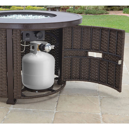 Better Homes & Gardens Colebrooke 37" Round 50,000 BTU Propane Gas Fire Pit Table with Glass Beads, Metal Lid and Protective Cover
