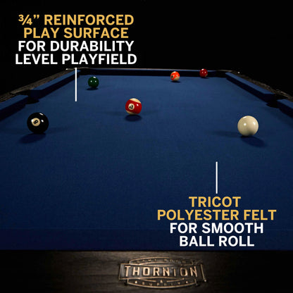 Thornton 7 ft Arcade Billiard Table with Pool Ball and Cue Stick Set (84 in x 48 in)