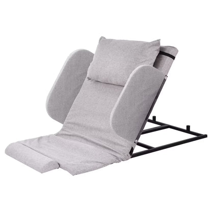 Electric Lifting Backrest for Bed, Folding Adjustable Multi-Function Neck Head and Lumbar Back Support for Elder, Electric Lifting Backrest Pillow with Electric Pump System (Gray with Armrest)