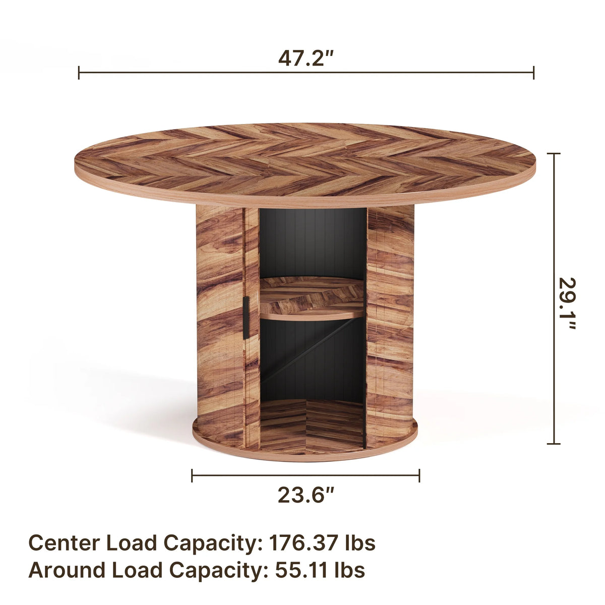 Lofka 69" Small Modern Sofa with Round Storage Coffee Table(Sliding Door) and Thick Armrest for Living Room & Apartment