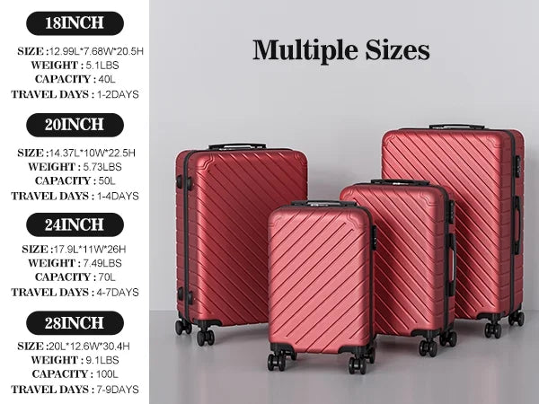 Apelila 4 Piece Luggage Sets Waterproof Durable Ultra-Light Hardside Spinner Suitcase Set Extra Large Capacity with 360�� Silent Wheels 3-Level Handles Lightweight Travel Luggage Free Covers & Hangers
