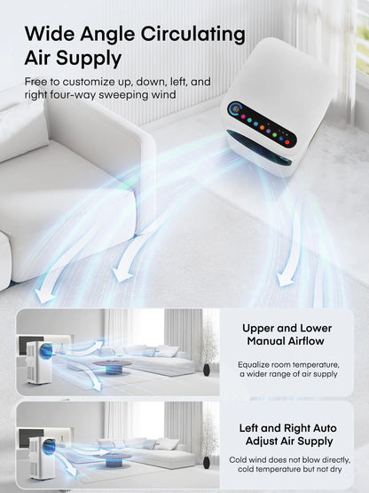 FOHERE 12000 BTU Portable Air Conditioner for Room Cooling and Heating, Covers up to 550 Sq. Ft, 4 IN 1 All Season AC Portable Air Conditioner with Remote Control and Window Kit, White