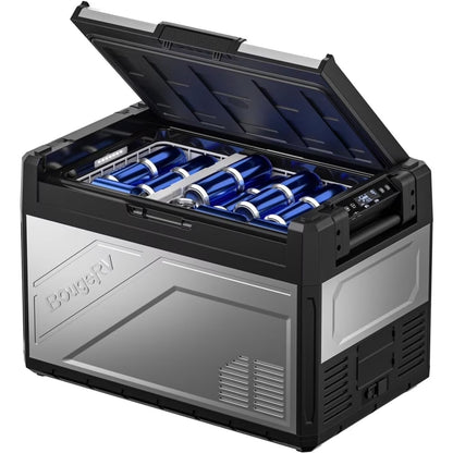BougeRV Rocky 12 Volt Car Refrigerator, 81QT Dual Zone Car Fridge Freezer with Metal Casing, APP Control Compressor Cooler 12/24V DC, 110~240V AC for RV Truck Vehicle Outdoor Travel Camping Trip