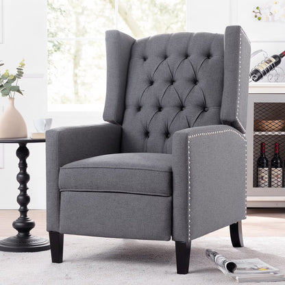 Recliner Chair, Living Room Chairs with Arms, Adjustable Single Reclining Sofa, Home Theater Seating Arm Chair with Thick Padded Seat, Footrest, Lounge Chair for Bedroom, Blue
